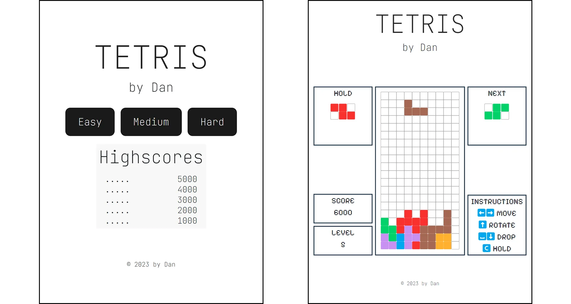 Tetris by Dan game board